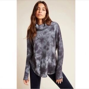 ANTHROPOLOGIE Maeve Tie Dye Waffle Knit Cowl Neck Ainsley Thermal Top Tunic
